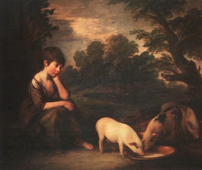 Thomas Gainsborough Girl with Pigs Sweden oil painting art